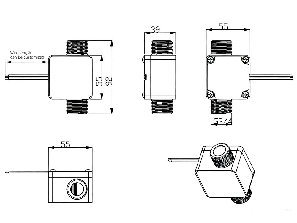 Gear flow sensor dimension G3 4